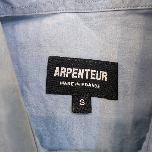 Arpenteur Short Sleeve Stereo Overshirt Blue Men's Size Small Made in France - Picture 3 of 5